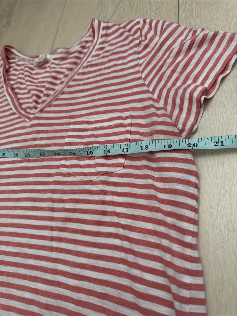✨Caslon Pink & White Striped V-Neck Short Sleeve Tee - Picture 6 of 8